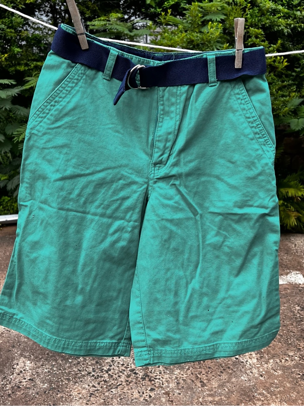 Boy’s Teal Casual Shorts with Navy Belt
